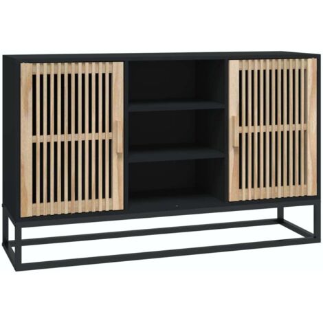 Buffet Meuble de rangement noir 105x30x65 cm bois d'ingénierie (1/5)