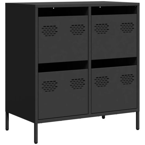 Buffet Meuble de rangement noir 68x39x73,5 cm acier laminé à froid (1/5)