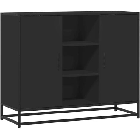 Buffet Meuble de rangement noir 92x35x76 cm bois d’ingénierie (1/5)