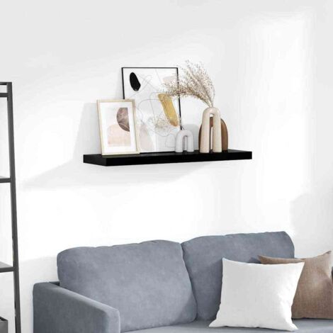Étagère murale flottante Étagère suspendue Noir brillant 80x23,5x3,8 cm MDF BRZH658281