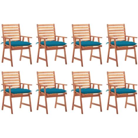 Chaises à dîner,Chaises à manger, Fauteuils de Relaxation d'extérieur 8 pcs avec coussins Acacia massif BGT18329 (1/5)