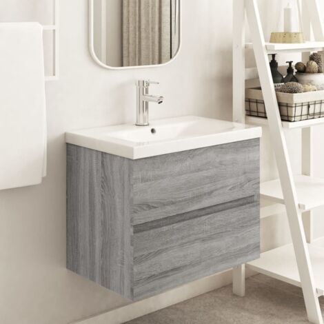 Armoire de lavabo Armoire de rangement Toilettes Vasque à poser Sonoma gris 60x38,5x45 cm Bois d'ingénierie RTJEX272256 MaisonChic (1/5)