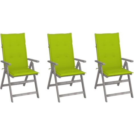Lot de 3 Chaises inclinables de jardin,Fauteuils d'extérieur avec coussins Bois d'acacia -TF71934 (1/5)