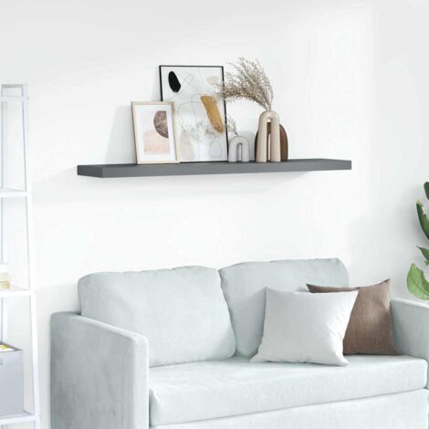 Étagère murale multiposition - Étagère murale flottante Gris brillant 120x23,5x3,8 cm MDF -BV40875 (1/5)