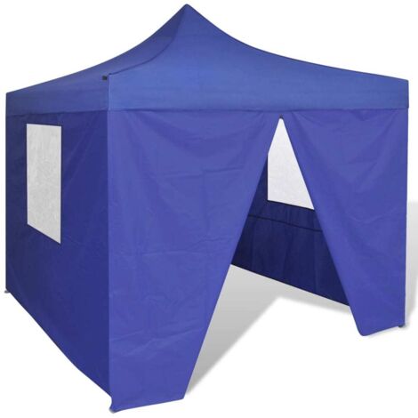 Tente pliable,Chapiteau pliable,Tonnelle de jardin avec 4 parois Bleu 3 x 3 m -49164 (1/5)