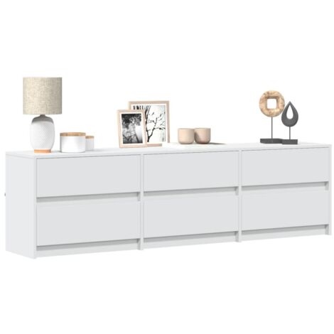 Meuble TV avec LED, Banc TV, Armoire de rangement blanc 180x34x50 cm bois d'ingénierie FR129193 Maison Chic (1/5)