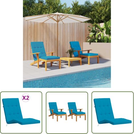 Lot de 2 Coussins de chaise longue Coussin de siège Coussins pour Fauteuil bleu clair tissu oxford BSRHS921962 MaisonChic (1/5)