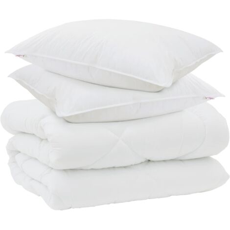 Duvet d'hiver avec oreiller 3 pcs Blanc Microfibre (1/5)