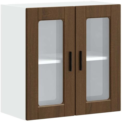 Armoire murale de cuisine Meuble de cuisine et porte en verre Porto chêne marron (1/5)