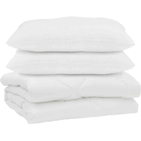 Couette avec oreiller 3 pcs Blanc Microfibre (1/5)