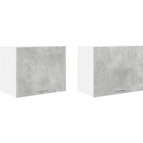 Armoire suspendue 2 pcs Gris béton et Blanc 50 x 31 x 40 cm (1/5)