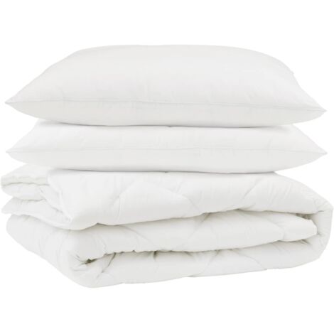Couette avec oreiller 3 pcs Blanc Microfibre (1/5)