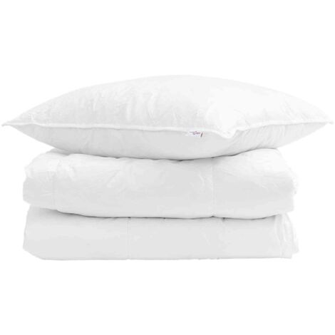Duvet d'été simple avec oreiller 2 pcs Blanc Plume de canard (1/5)