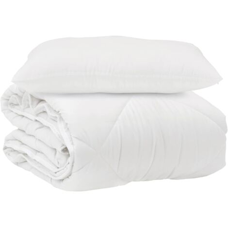 Couette avec oreiller 2 pcs Blanc Microfibre (1/5)