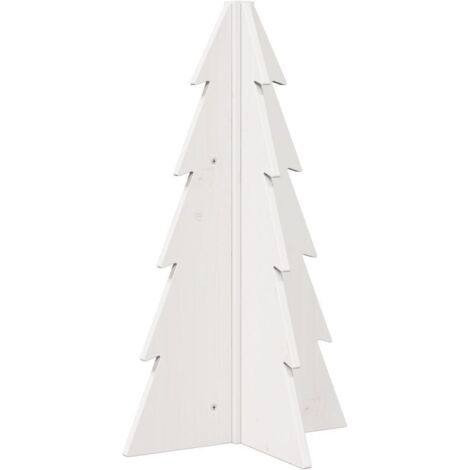 Arbre de Noël Sapin de Noël en bois pour décoration blanc 69,5 cm pin massif (1/5)