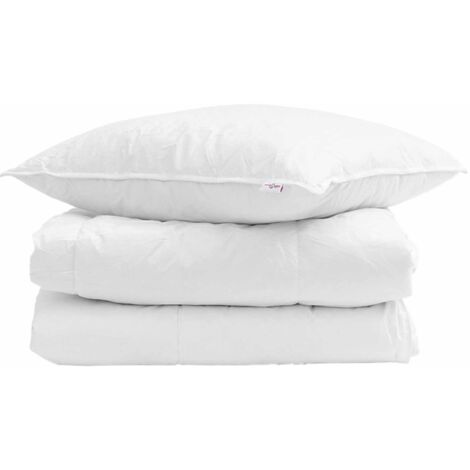 Duvet d'hiver avec oreiller 2 pcs Blanc Plume de canard (1/5)