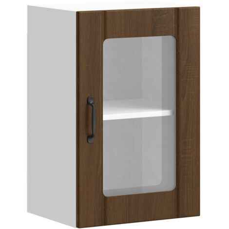 Armoire murale de cuisine Meuble de cuisine et porte en verre Lucca chêne marron (1/5)