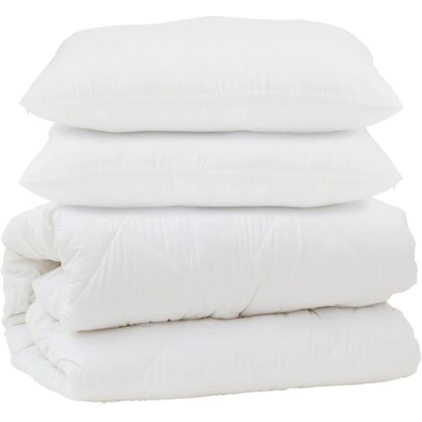 Couette avec oreiller 3 pcs Blanc Microfibre (1/5)