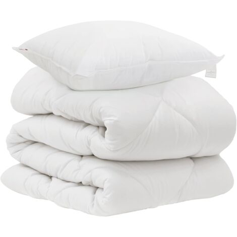 Couette avec oreiller 2 pcs Blanc Microfibre (1/5)