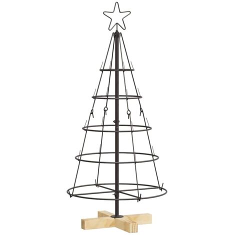Arbre en cône de Noël avec support Noir 90 cm Acier (1/5)