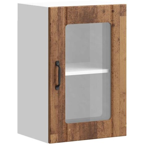 Armoire murale de cuisine Meuble de cuisine avec porte en verre Lucca vieux bois (1/5)
