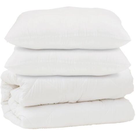 Couette avec oreiller 3 pcs Blanc Microfibre (1/5)
