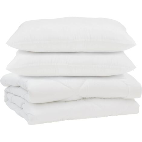 Couette avec oreiller 3 pcs Blanc Microfibre (1/5)