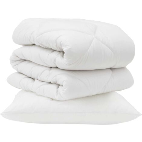 Couette avec oreiller 2 pcs Blanc Microfibre (1/5)
