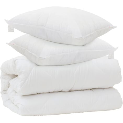 Couette avec Oreillers avec oreiller 3 pcs Blanc Microfibre (1/5)