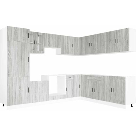 Ensemble d'armoires de cuisine  Meuble de cuisine 14 pcs Porto bois d'ingénierie (1/5)