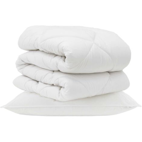 Couette avec oreiller 2 pcs Blanc Microfibre (1/5)