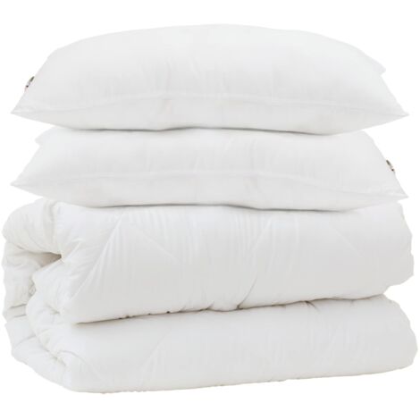 Couette avec oreiller 3 pcs Blanc Microfibre (1/5)