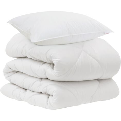 Couette avec oreiller 2 pcs Blanc Microfibre (1/5)