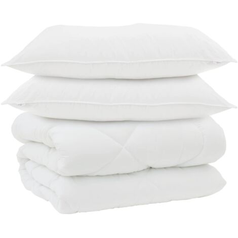 Duvet d'hiver avec oreiller 3 pcs Blanc Microfibre (1/5)