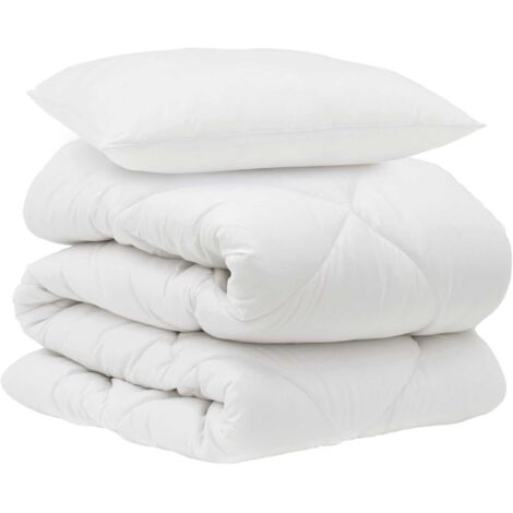 Couette avec oreiller 2 pcs Blanc Microfibre (1/5)