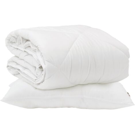 Couette avec oreiller 2 pcs Blanc Microfibre (1/5)