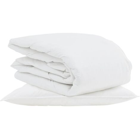 Duvet d'été simple avec oreiller 2 pcs Blanc Plume de canard (1/5)