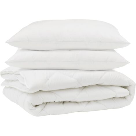 Couette avec oreiller 3 pcs Blanc Microfibre (1/5)