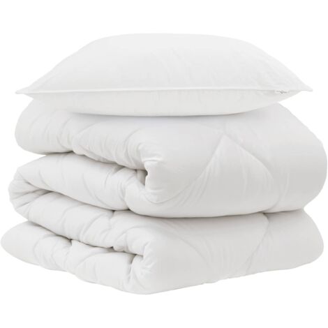 Couette avec oreiller 2 pcs Blanc Microfibre (1/5)