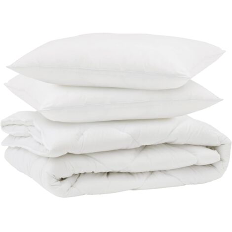 Couette avec oreiller 3 pcs Blanc Microfibre (1/5)