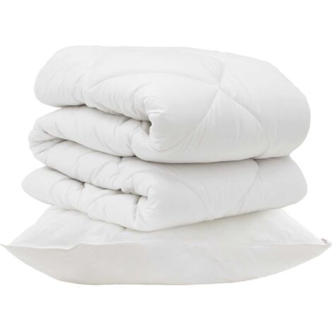 Couette avec oreiller 2 pcs Blanc Microfibre (1/5)