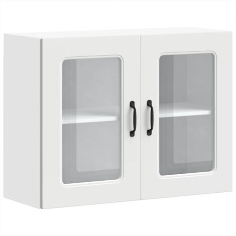 Armoire murale de cuisine Meuble de cuisine avec porte en verre Kalmar blanc (1/5)