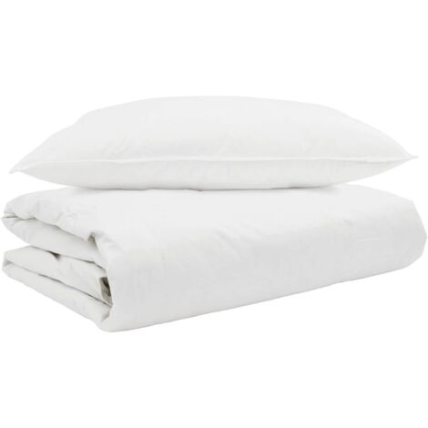 Duvet d'été simple avec oreiller 2 pcs Blanc Plume de canard (1/5)