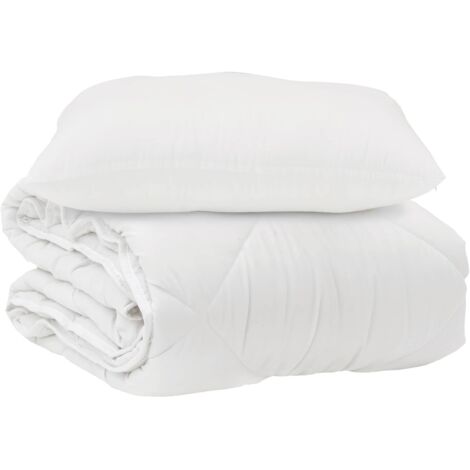 Couette avec oreiller 2 pcs Blanc Microfibre (1/5)
