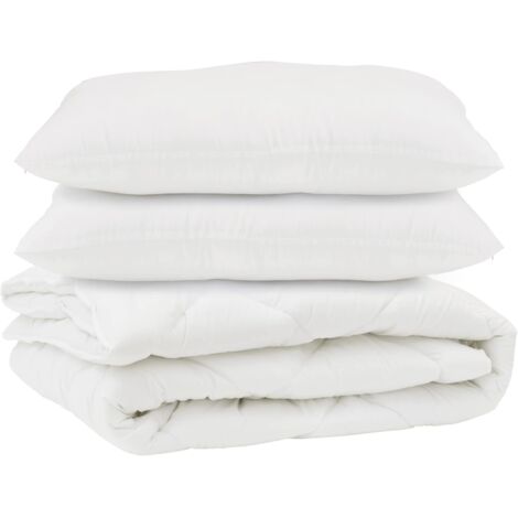 Couette avec oreiller 3 pcs Blanc Microfibre (1/5)