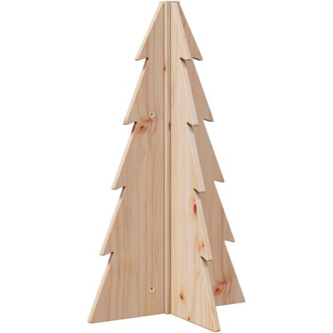 Arbre de Noël Sapin de Noël en bois pour décoration 69,5cm bois massif de pin (1/5)