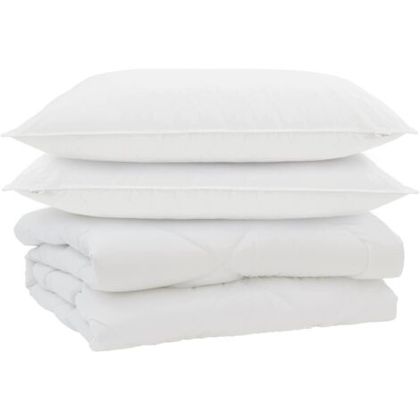 Couette avec oreiller 3 pcs Blanc Microfibre (1/5)