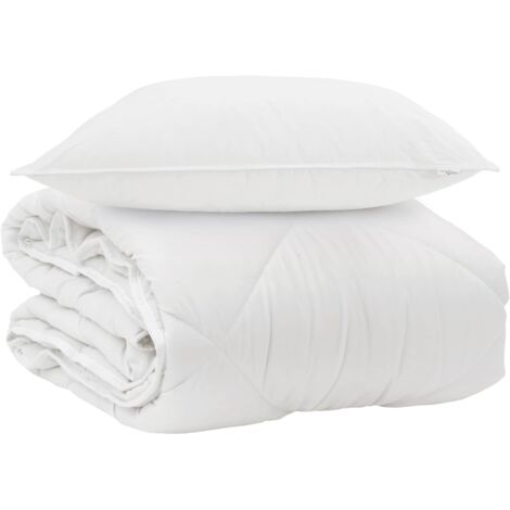 Duvet toutes saisons avec oreiller 2 pcs Blanc Microfibre (1/5)