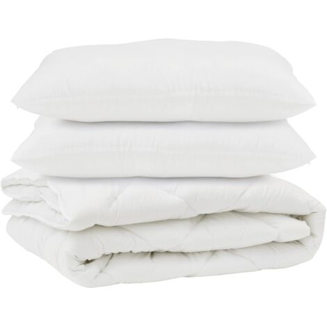 Couette avec oreiller 3 pcs Blanc Microfibre (1/5)