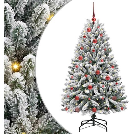 Sapin de Noël Arbre de Noël artificiel Vert et blanc 150 cm PVC et métal (1/5)